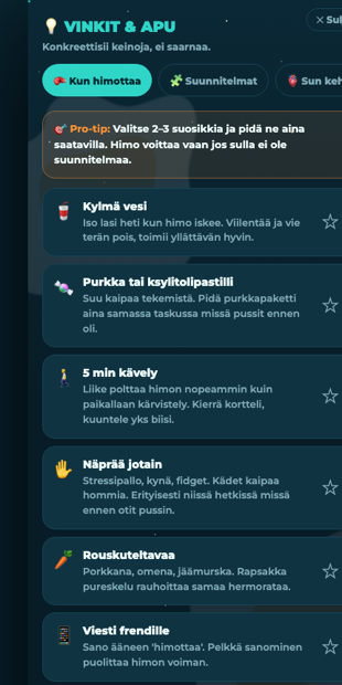 Vinkit-näkymä